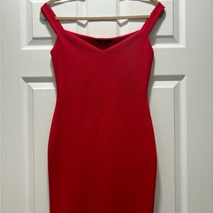 Missguided Red Off-Shoulder Bodycon Mini Dress